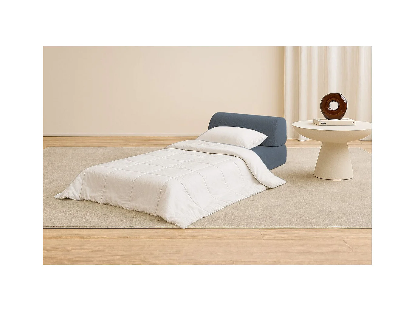 Fauteuil modulable et convertible - Tissu lisse - Bleu