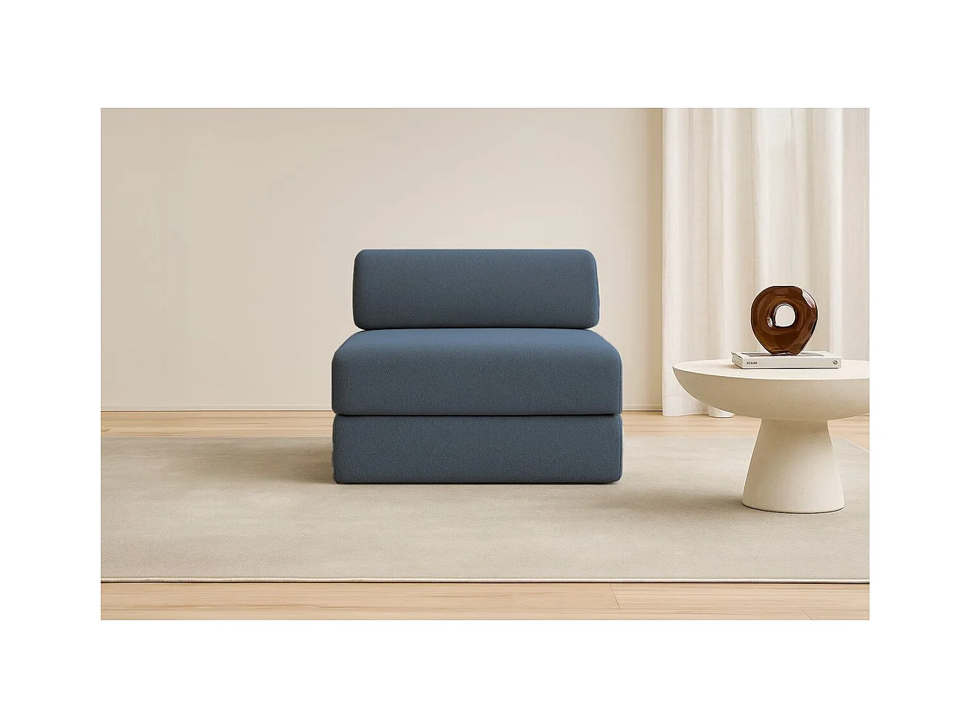 Fauteuil modulable et convertible - Tissu lisse - Bleu