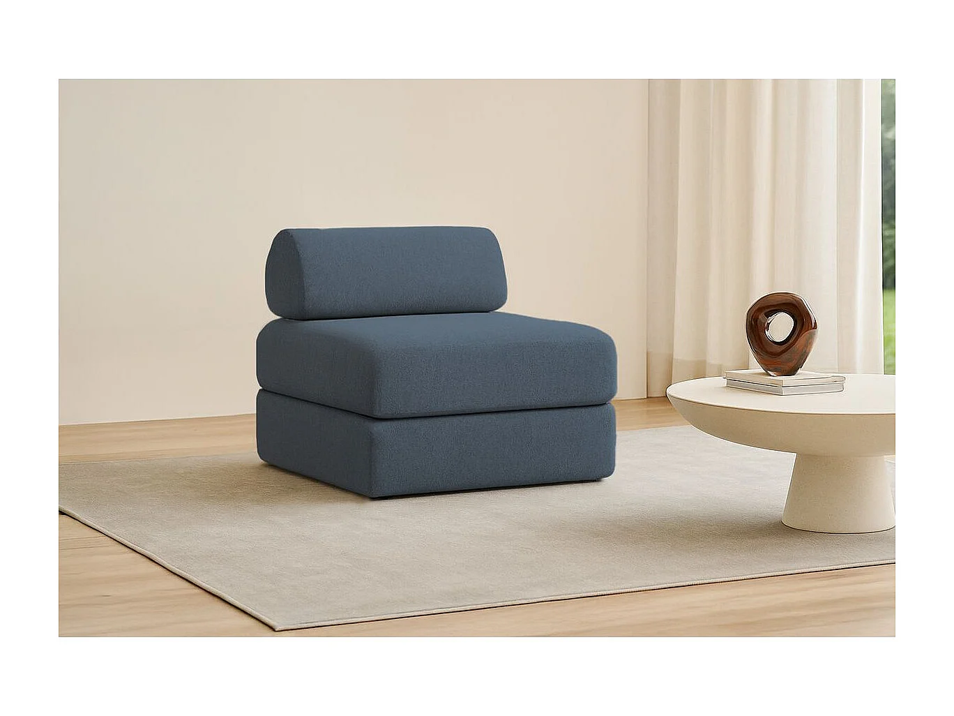 Fauteuil modulable et convertible - Tissu lisse - Bleu