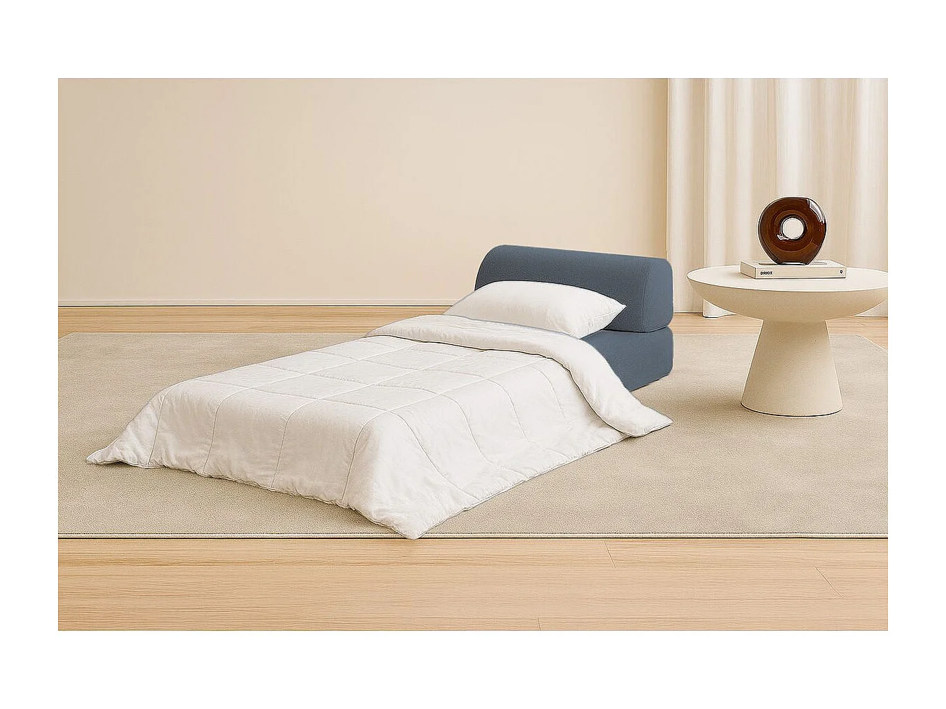 Fauteuil modulable et convertible - Tissu lisse - Bleu