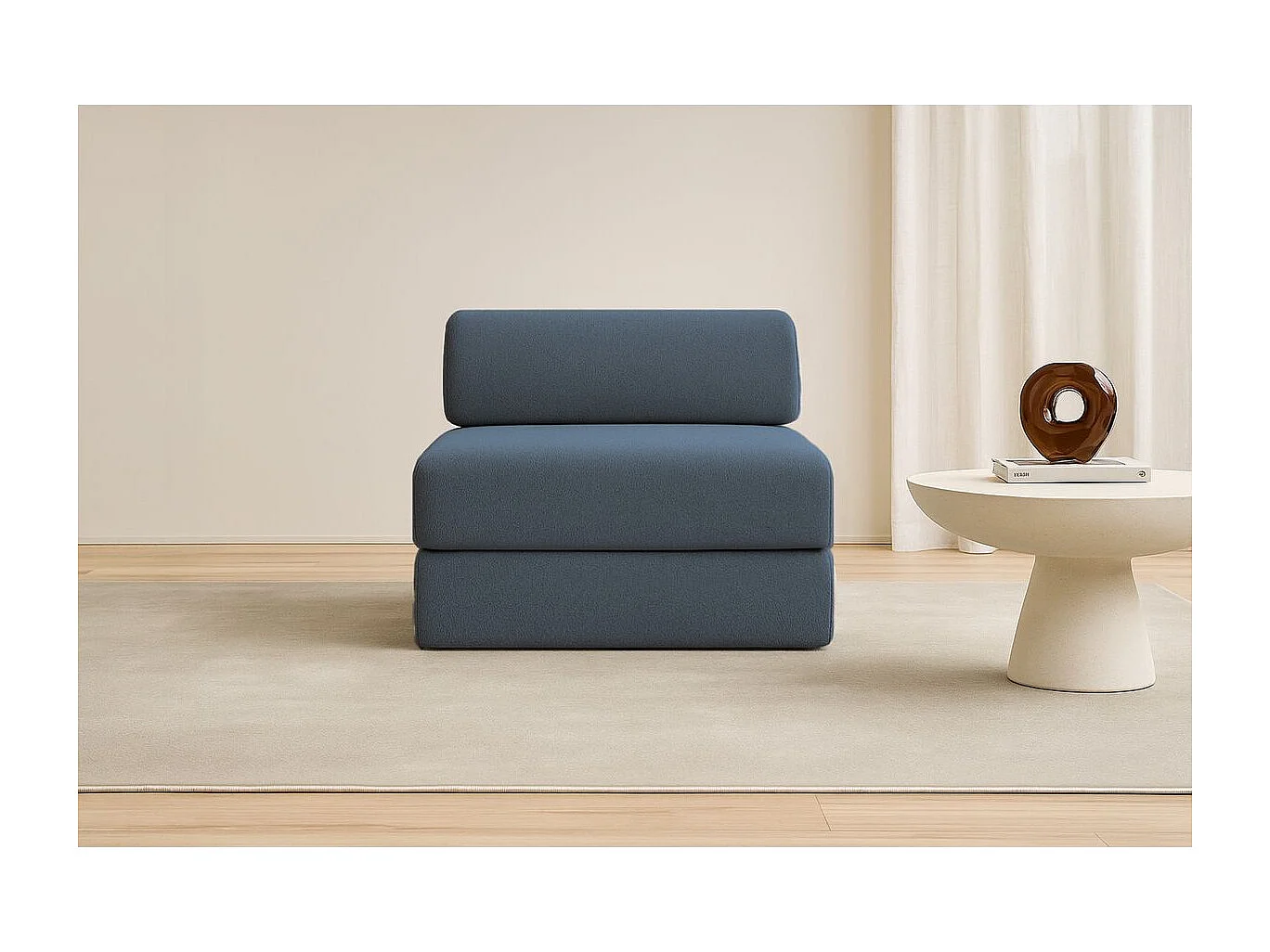 Fauteuil modulable et convertible - Tissu lisse - Bleu