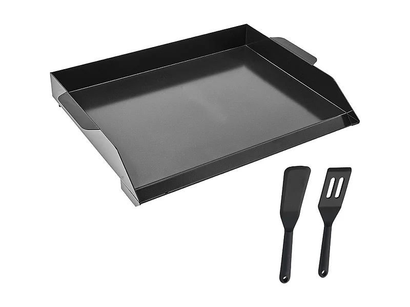 Grillplatte, SucceBuy Kochplatte aus Kohlenstoffstahl, 50.2 x 37 cm, Tragbares Küchenutensil mit Gas für Grillen, Ideal für Camping, Schwarz