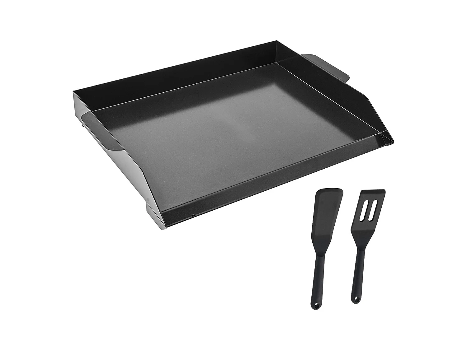 Plaque de Grill, SucceBuy Plaque de Cuisson en Acier au Carbone, 50.2 x 37 cm, Ustensile de Cuisine Portable à Gaz pour Barbecue, Idéale pour Camping, Noire
