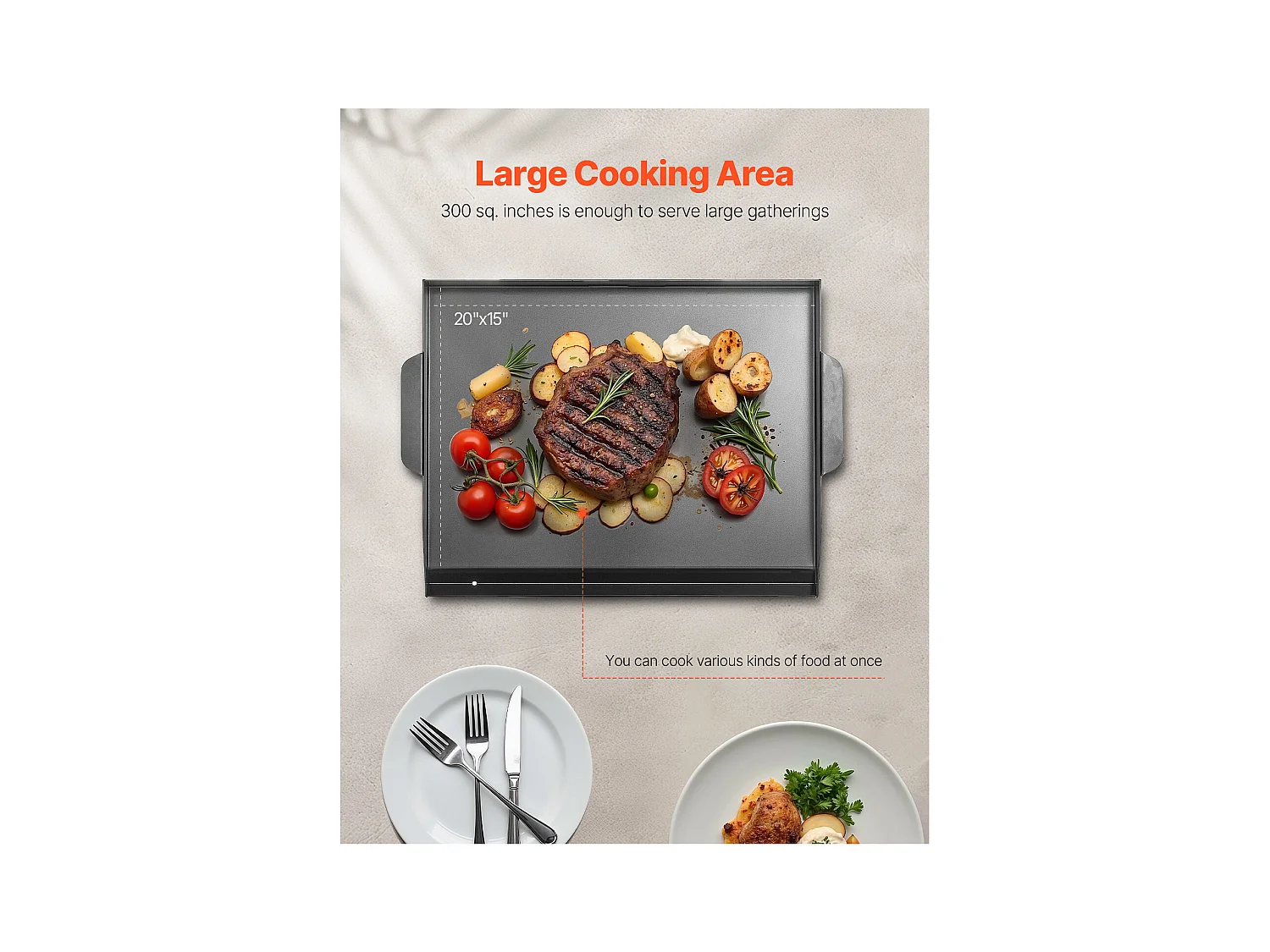 Plaque de Grill, SucceBuy Plaque de Cuisson en Acier au Carbone, 50.2 x 37 cm, Ustensile de Cuisine Portable à Gaz pour Barbecue, Idéale pour Camping, Noire