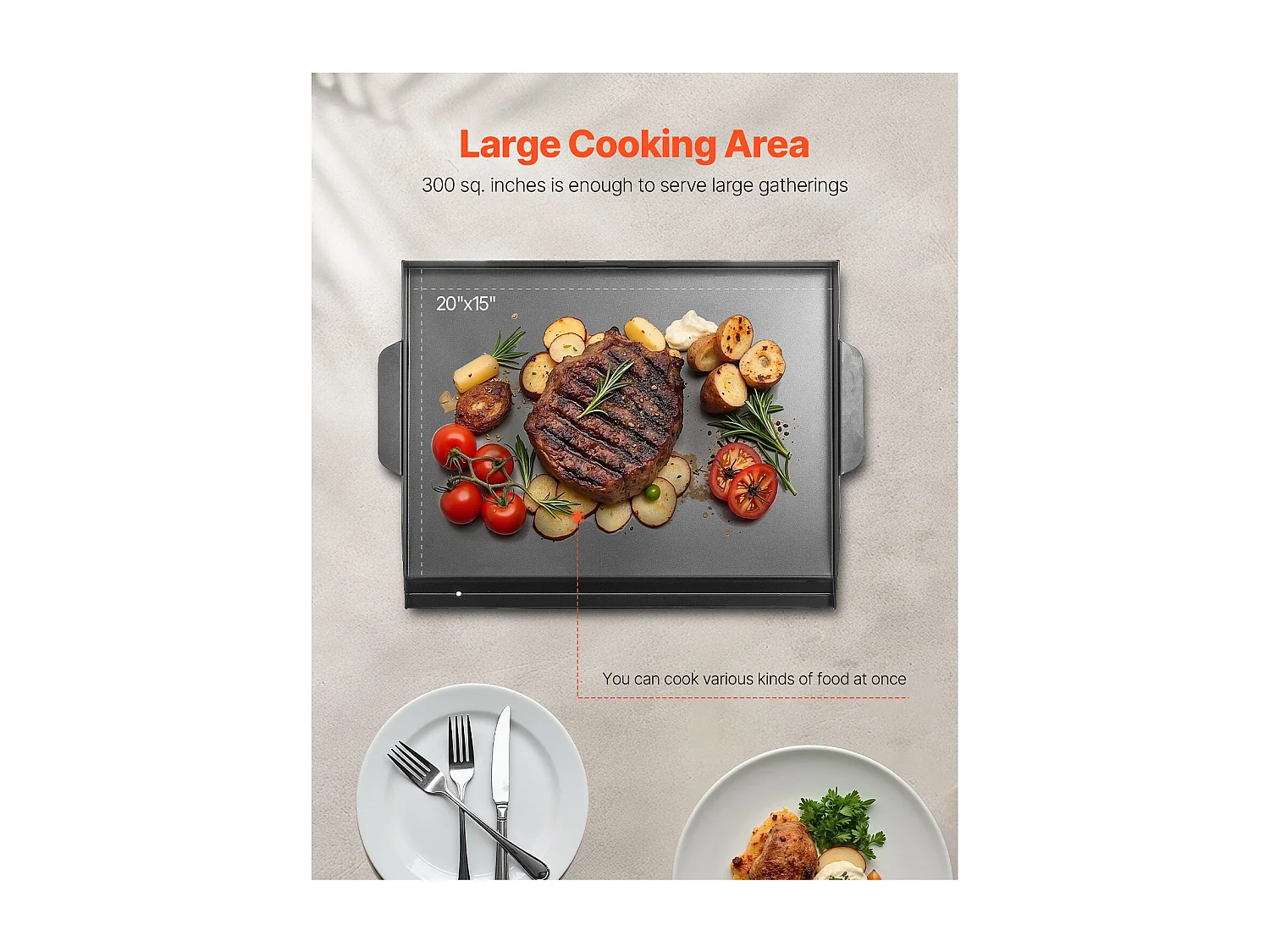 Plaque de Grill, SucceBuy Plaque de Cuisson en Acier au Carbone, 50.2 x 37 cm, Ustensile de Cuisine Portable à Gaz pour Barbecue, Idéale pour Camping, Noire