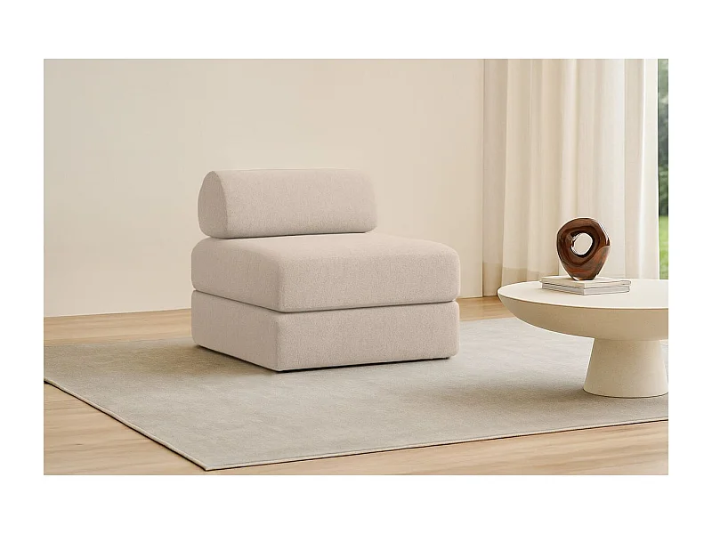 Fauteuil modulable et convertible - Tissu lisse - Beige