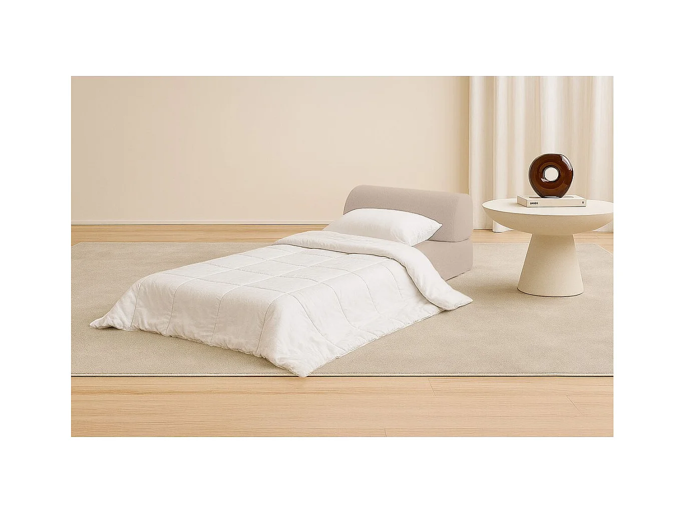 Fauteuil modulable et convertible - Tissu lisse - Beige