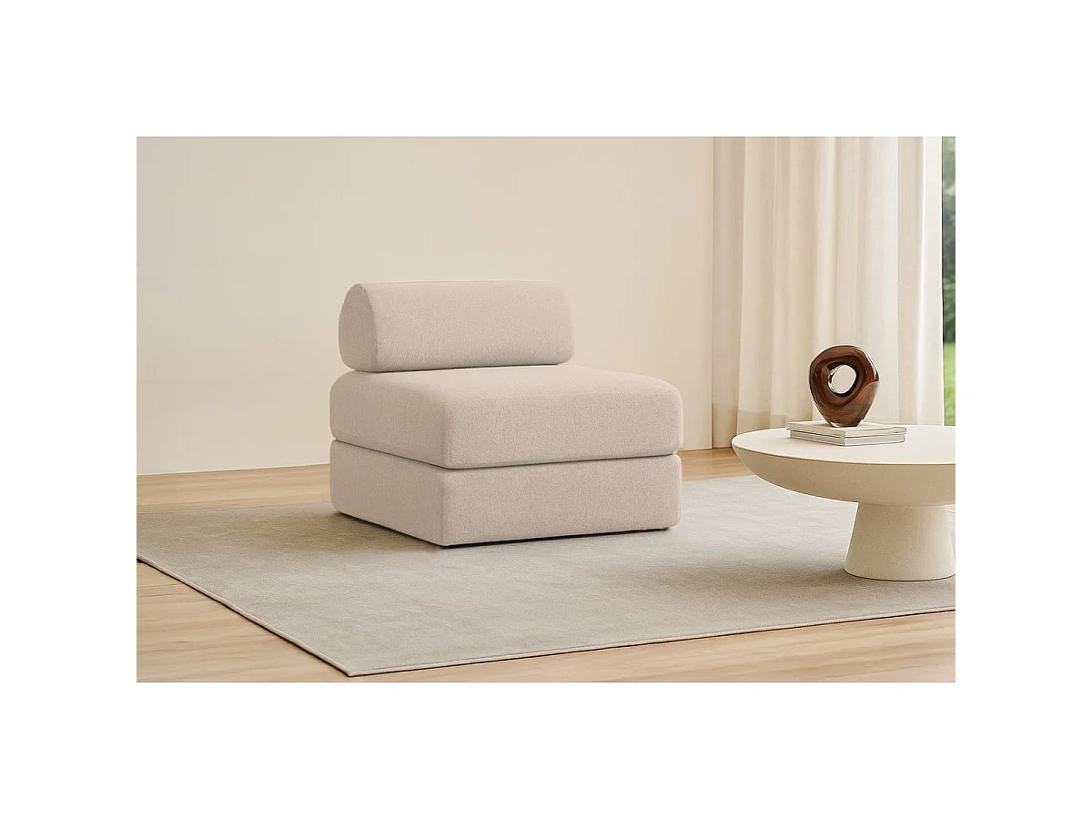 Fauteuil modulable et convertible - Tissu lisse - Beige