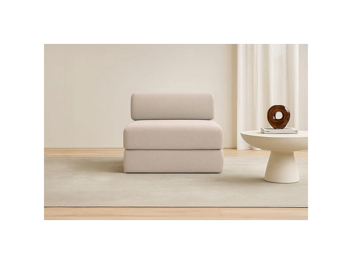 Fauteuil modulable et convertible - Tissu lisse - Beige