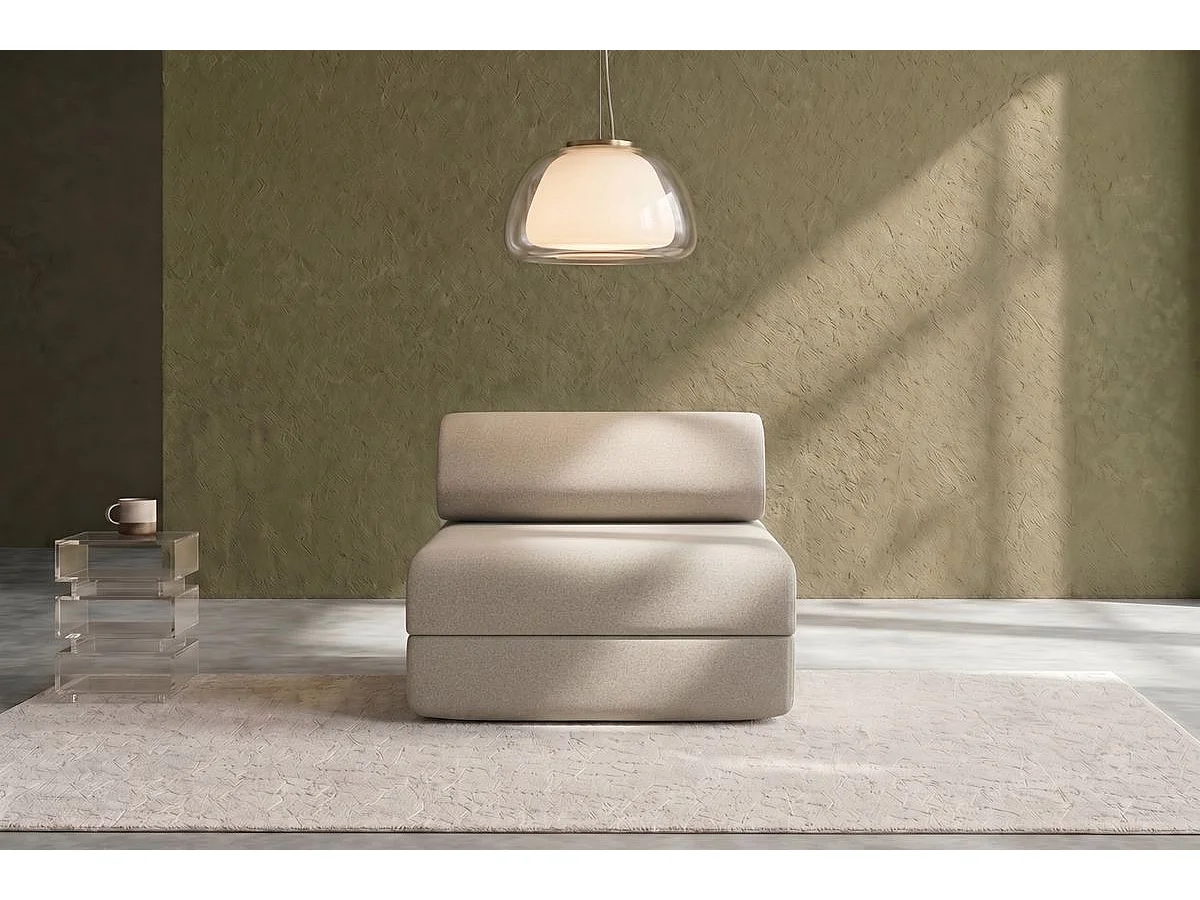 Fauteuil modulable et convertible - Tissu lisse - Beige