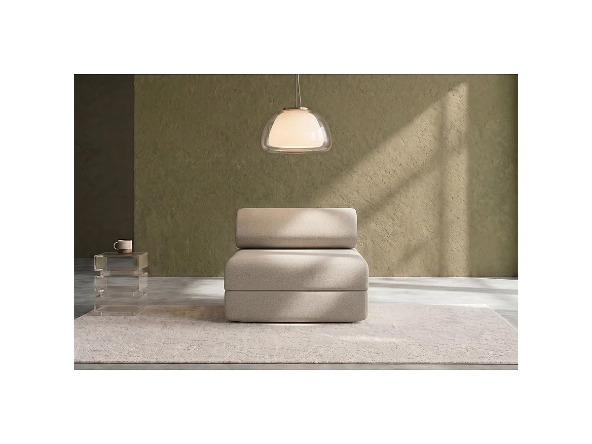 Omvormbare fauteuil in gladde beige stof