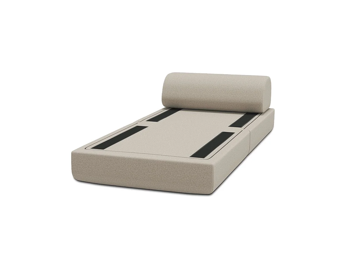 Omvormbare fauteuil in gladde beige stof