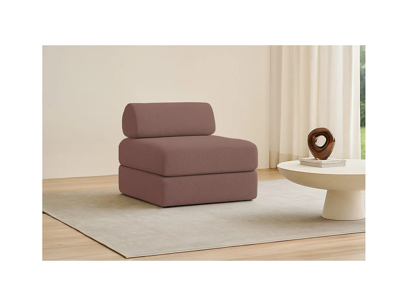 Fauteuil modulable et convertible - Tissu lisse - Terracotta
