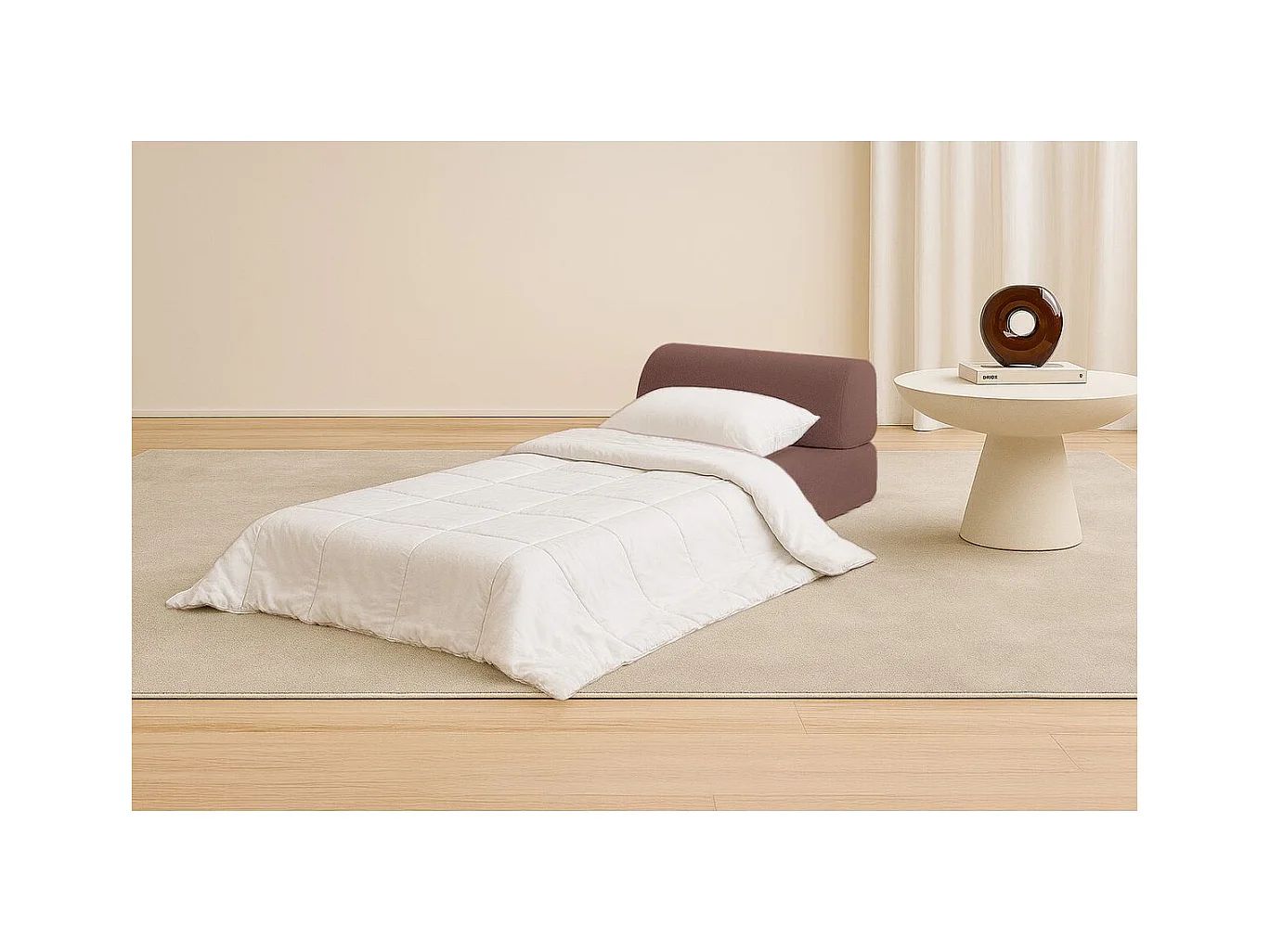 Fauteuil modulable et convertible - Tissu lisse - Terracotta