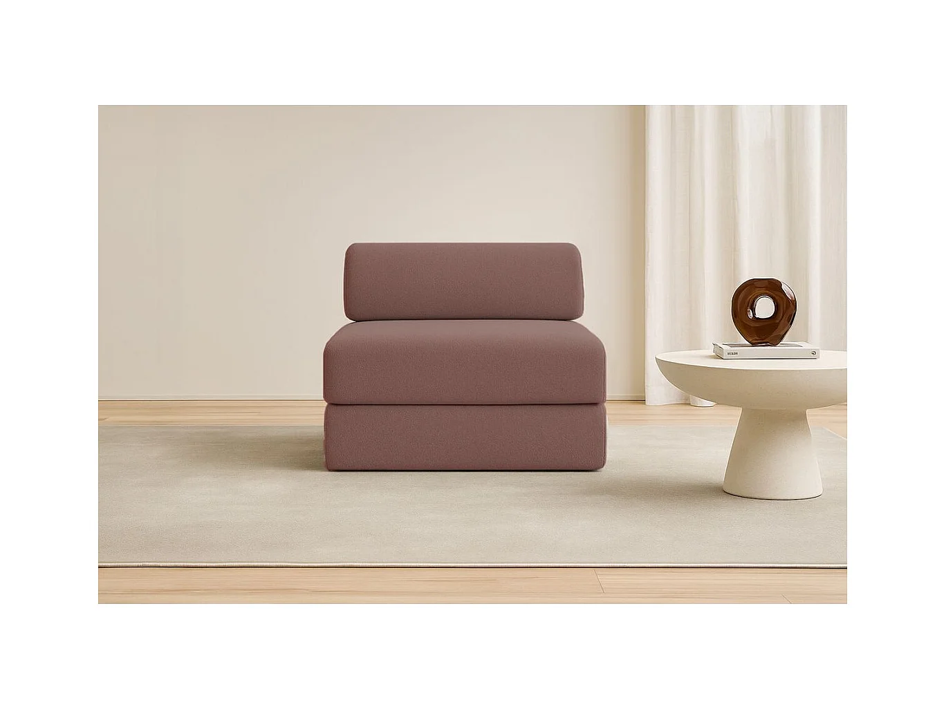 Fauteuil modulable et convertible - Tissu lisse - Terracotta