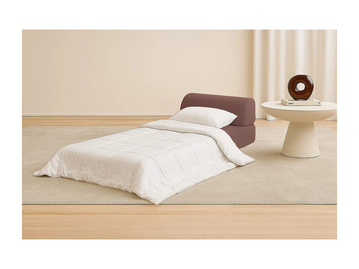 Fauteuil modulable et convertible - Tissu lisse - Terracotta