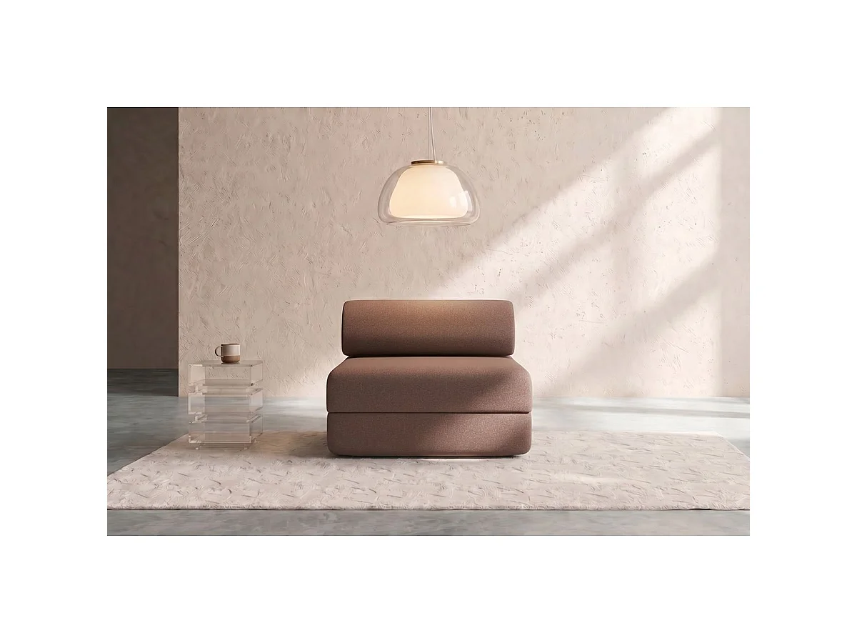 Omvormbare fauteuil in gladde terracotta stof