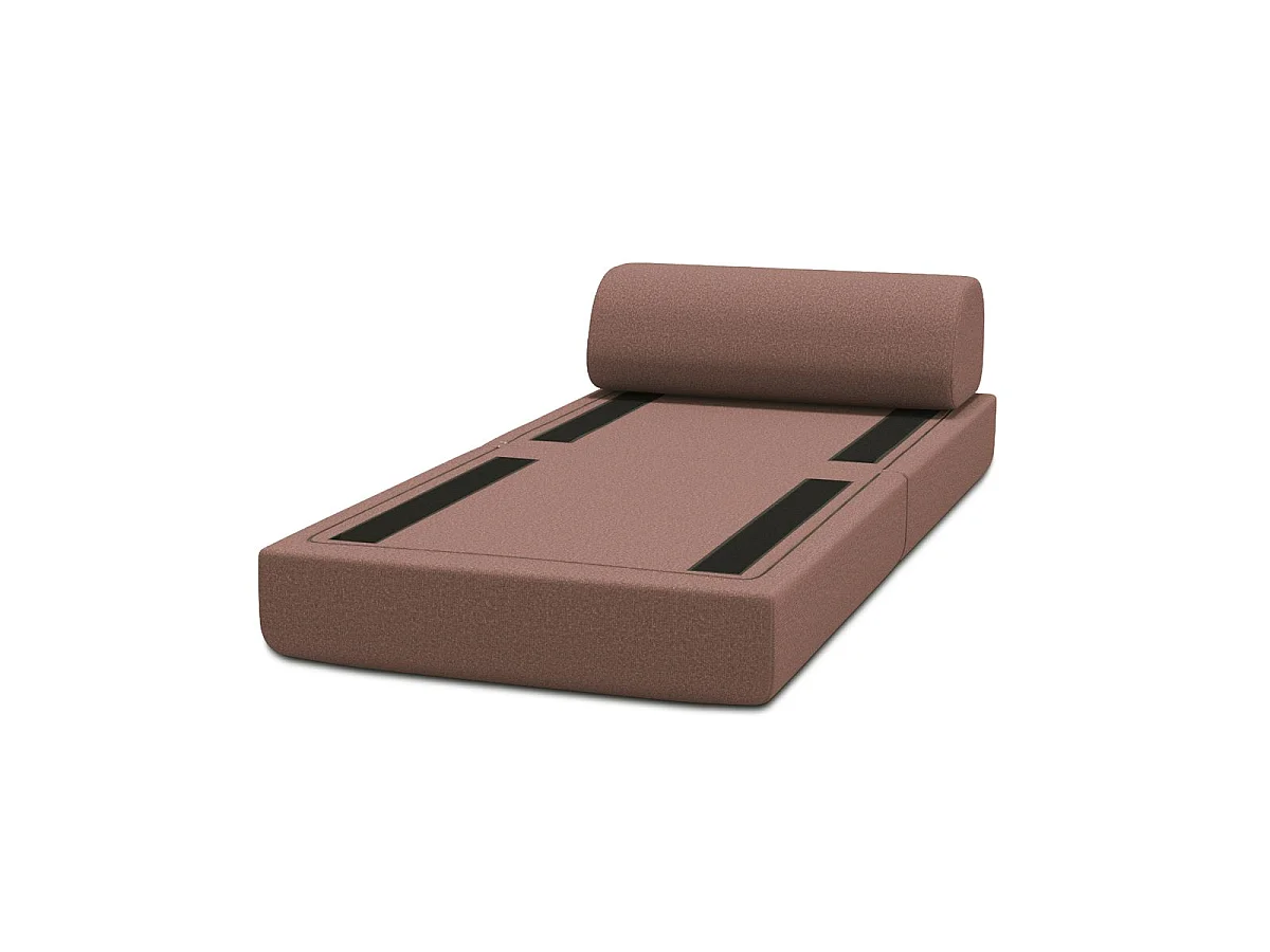 Omvormbare fauteuil in gladde terracotta stof