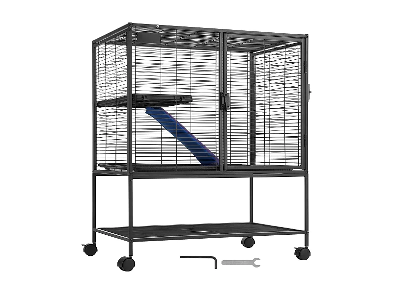 Metall-Frettchenkäfig SucceBuy, 2 Ebenen mit Rädern von 91,4 cm, mit Unterlage und Rampe für Kleine Tiere