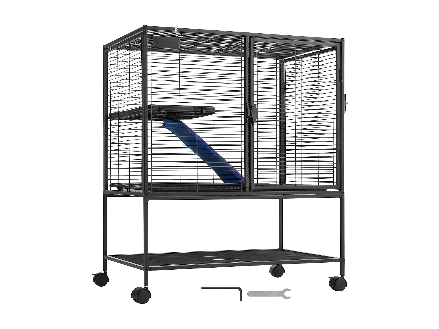 Gabbia per Furetti SucceBuy in Metallo, 2 Livelli con Rotelle di 91,4 cm, con Vassoio e Rampe per Piccoli Animali