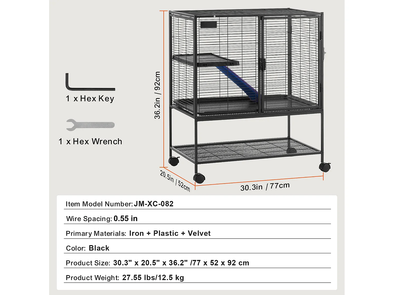 Gabbia per Furetti SucceBuy in Metallo, 2 Livelli con Rotelle di 91,4 cm, con Vassoio e Rampe per Piccoli Animali