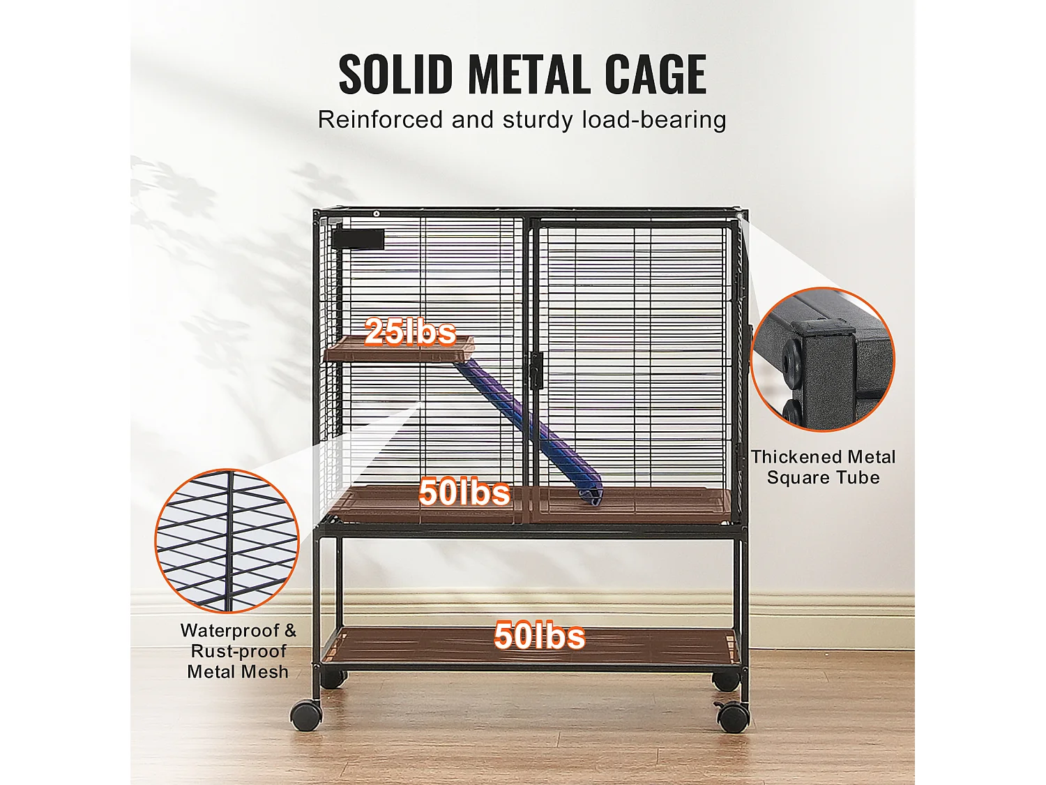 Gabbia per Furetti SucceBuy in Metallo, 2 Livelli con Rotelle di 91,4 cm, con Vassoio e Rampe per Piccoli Animali