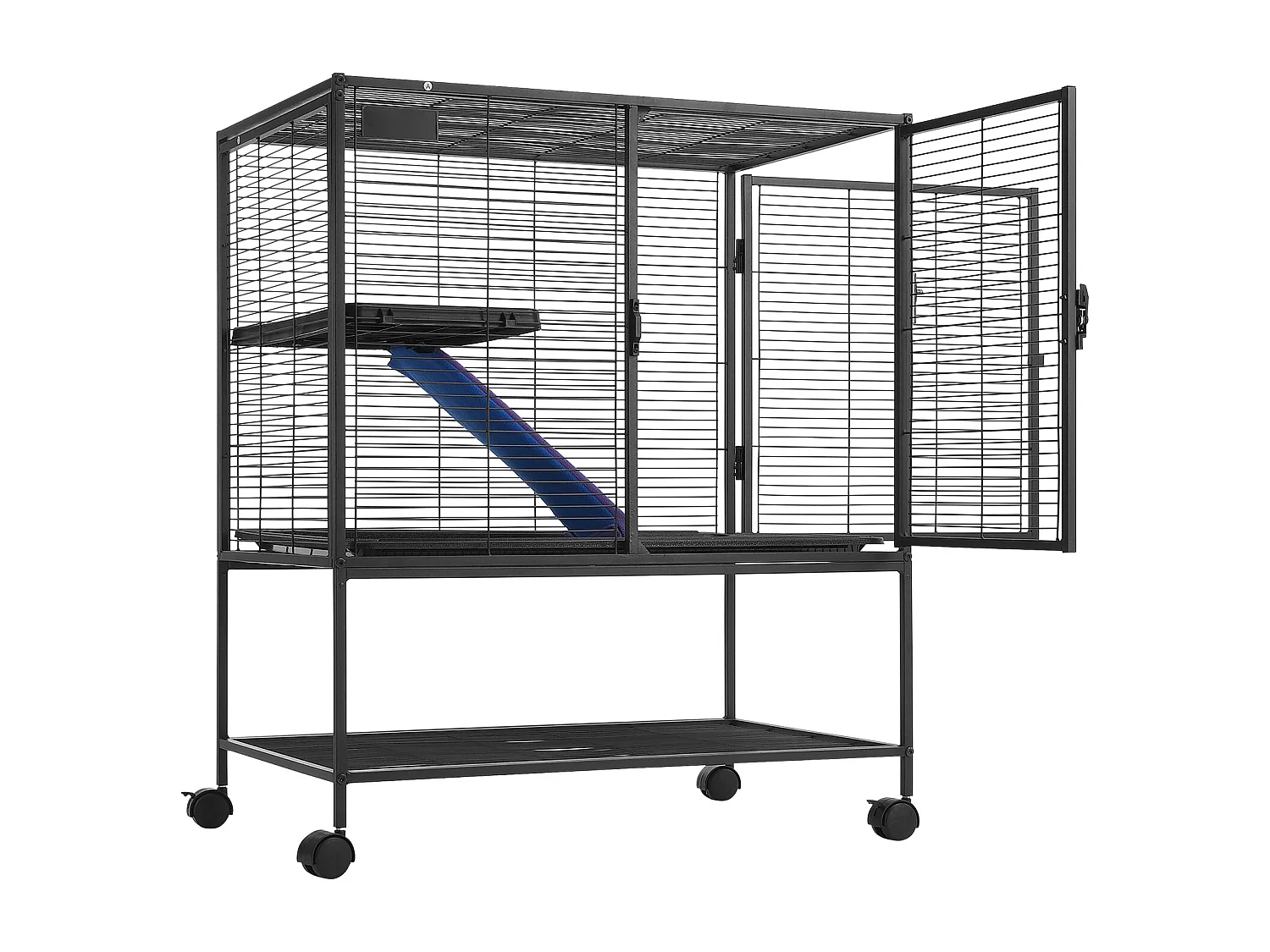 Gabbia per Furetti SucceBuy in Metallo, 2 Livelli con Rotelle di 91,4 cm, con Vassoio e Rampe per Piccoli Animali