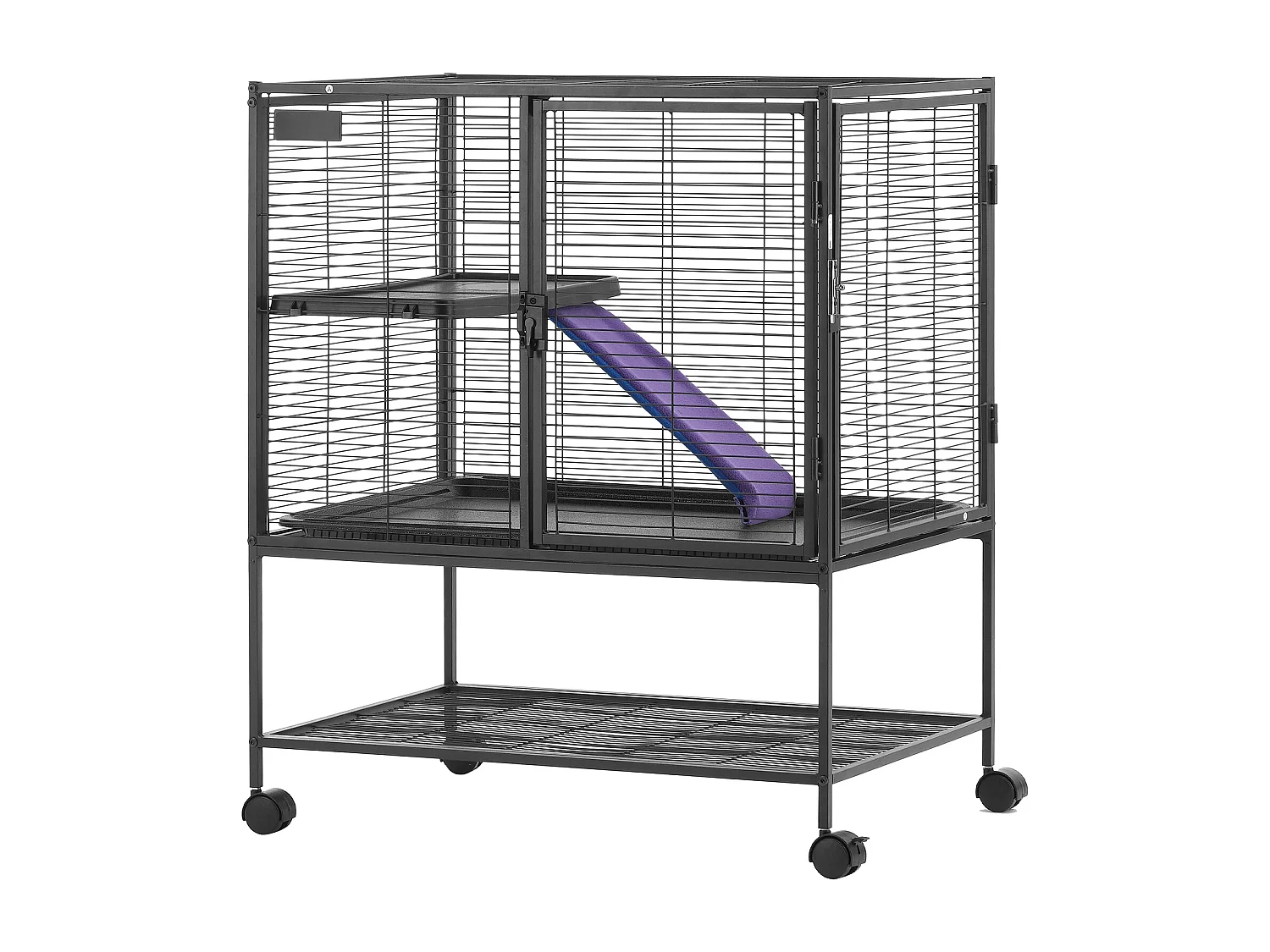 Gabbia per Furetti SucceBuy in Metallo, 2 Livelli con Rotelle di 91,4 cm, con Vassoio e Rampe per Piccoli Animali