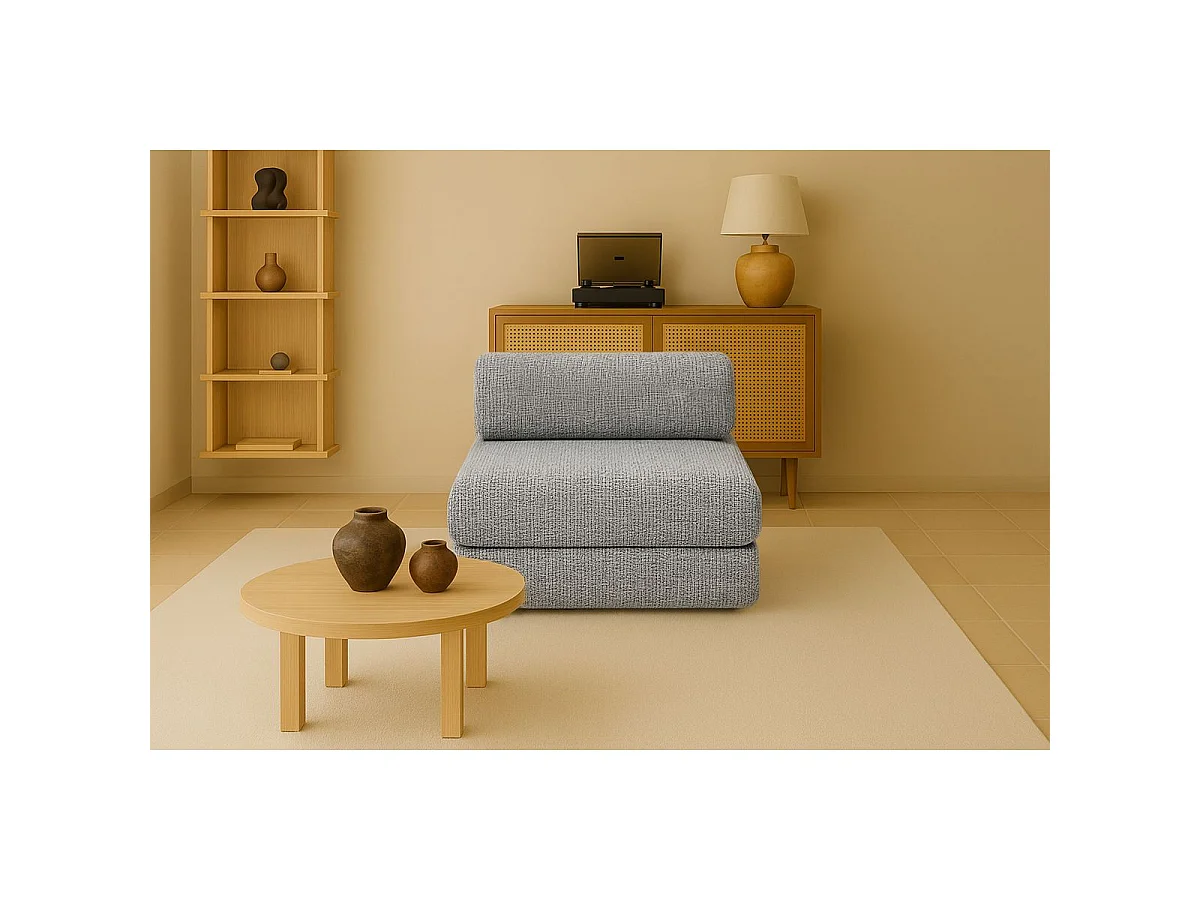Fauteuil modulable et convertible - Tissu tweed - Gris