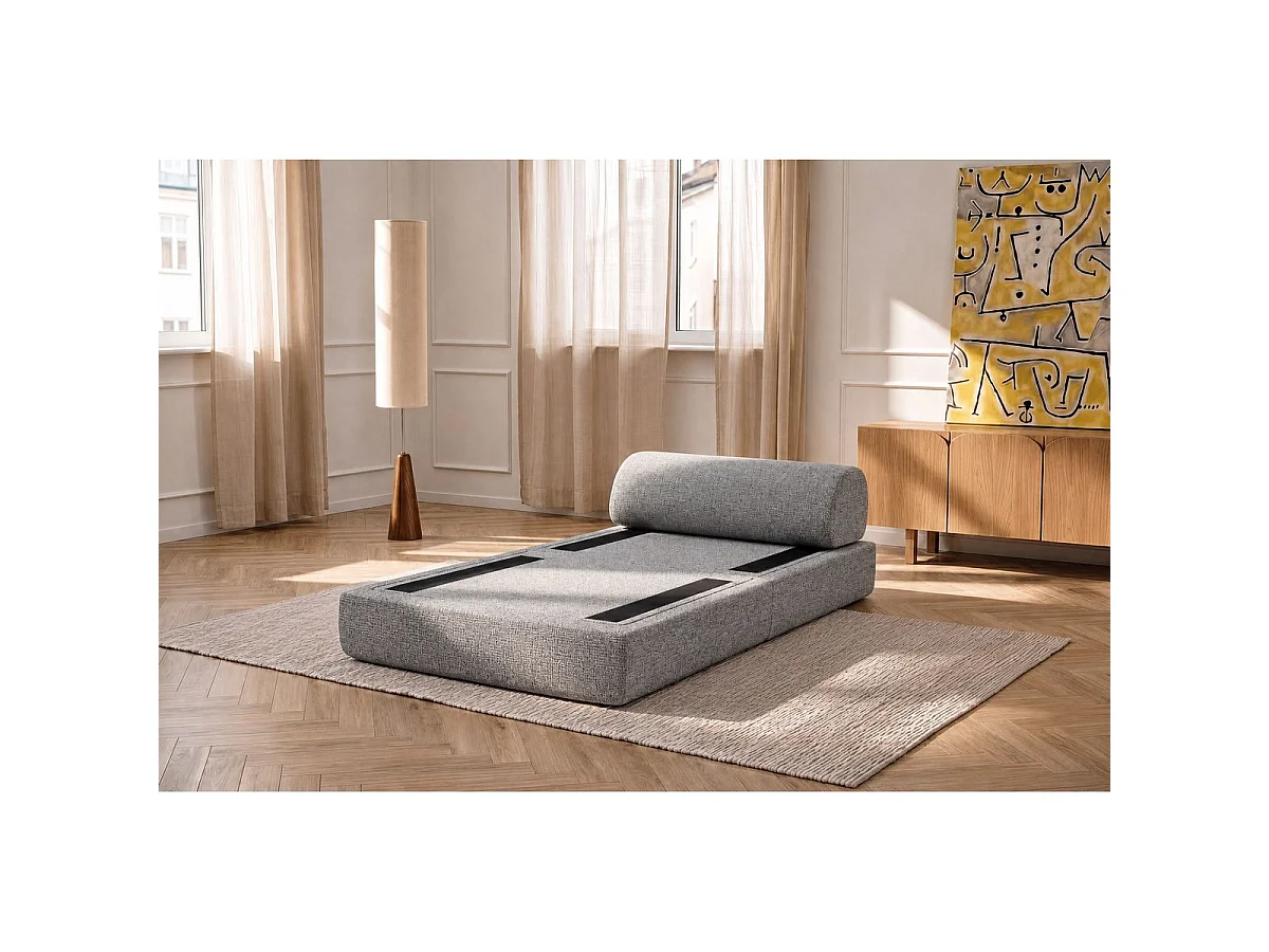 Fauteuil modulable et convertible - Tissu tweed - Gris