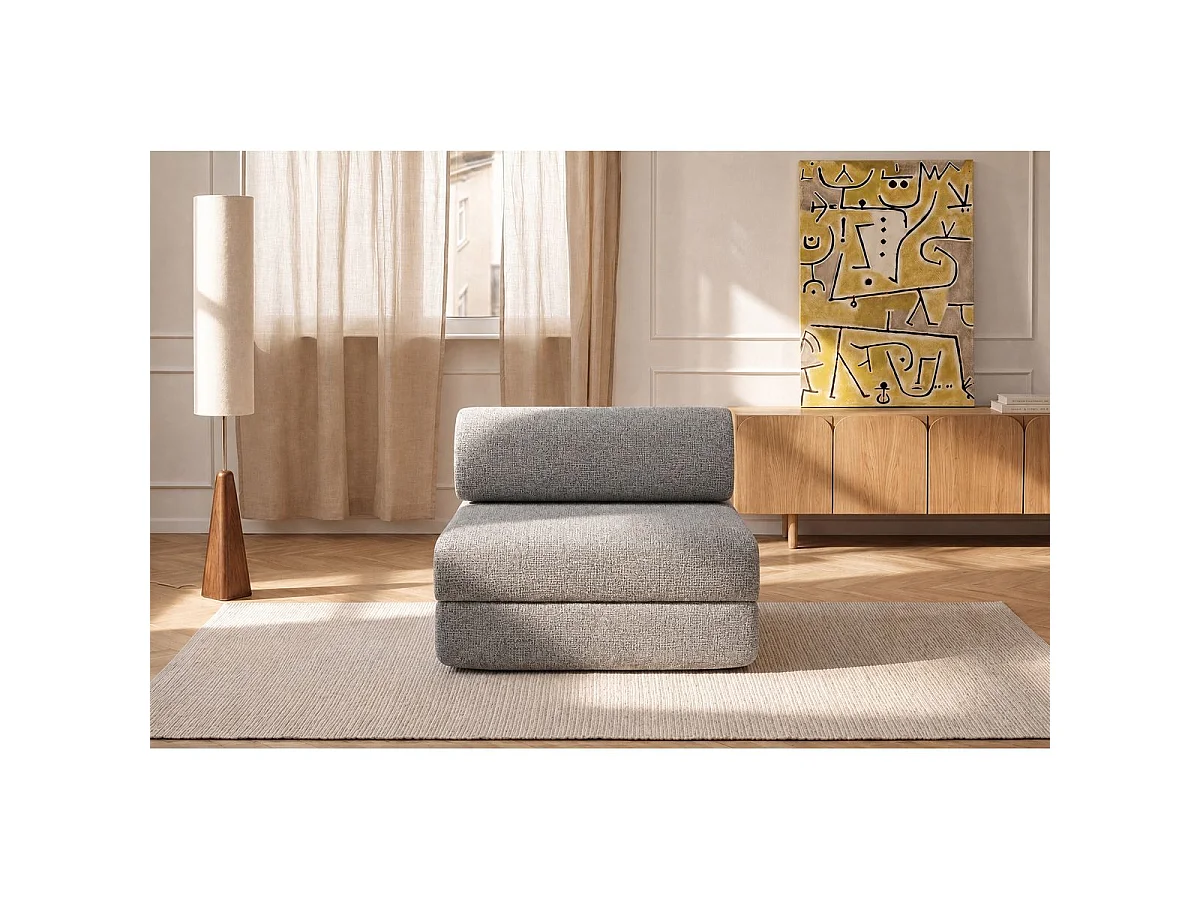 Grijze tweed fauteuil om te bouwen