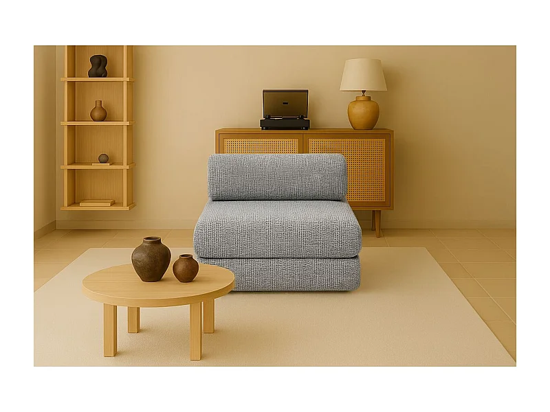 Fauteuil modulable et convertible - Tissu tweed - Gris