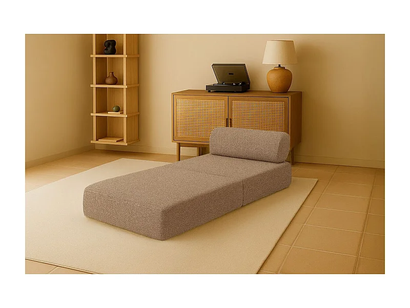 Fauteuil modulable et convertible - Tissu tweed - Marron