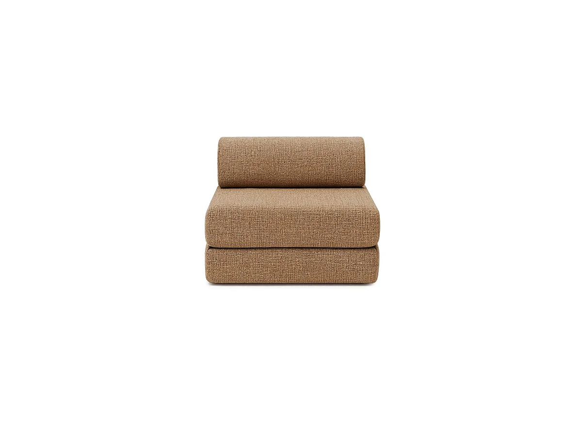 Fauteuil modulable et convertible - Tissu tweed - Marron