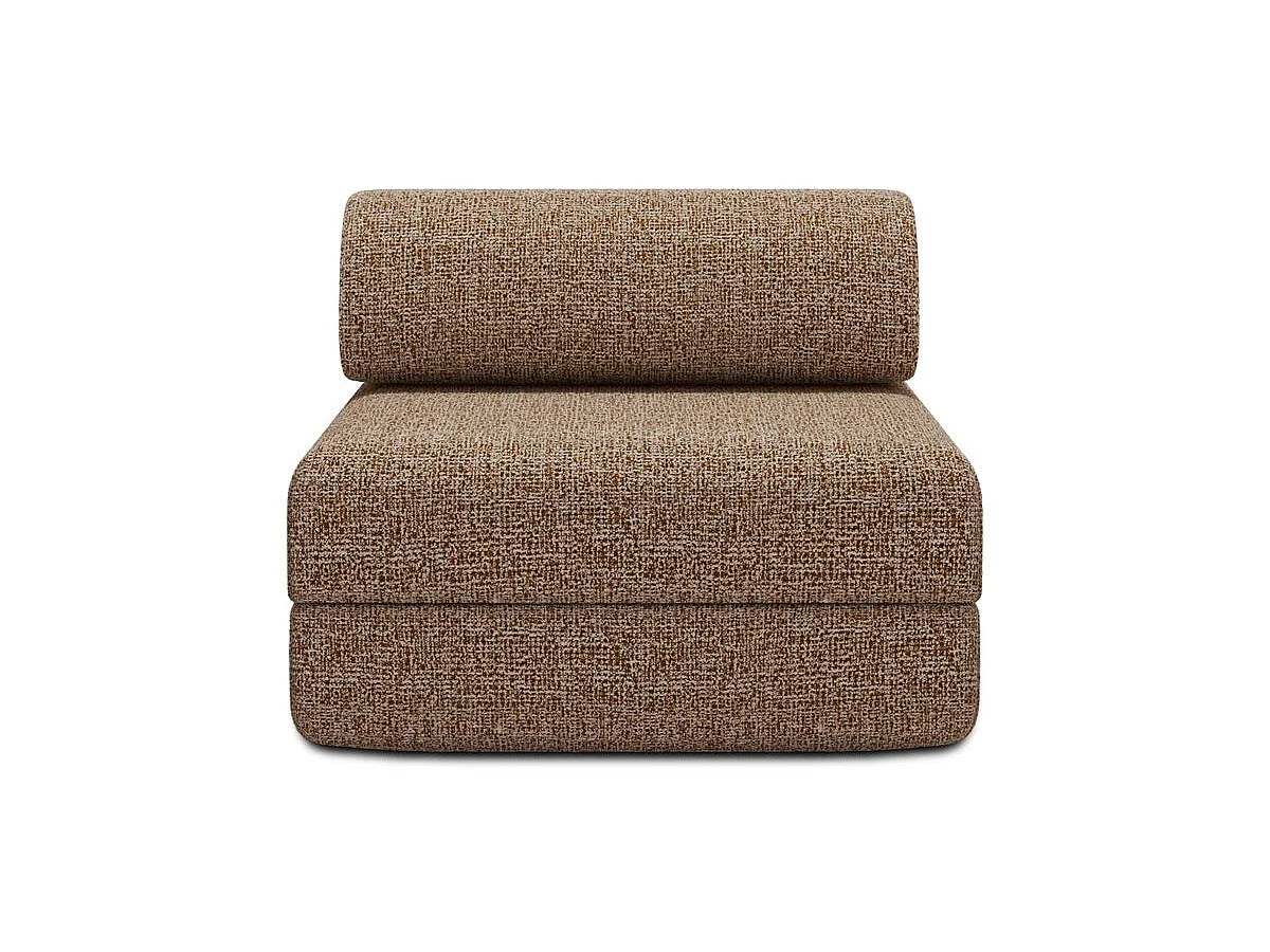 Fauteuil modulable et convertible - Tissu tweed - Marron
