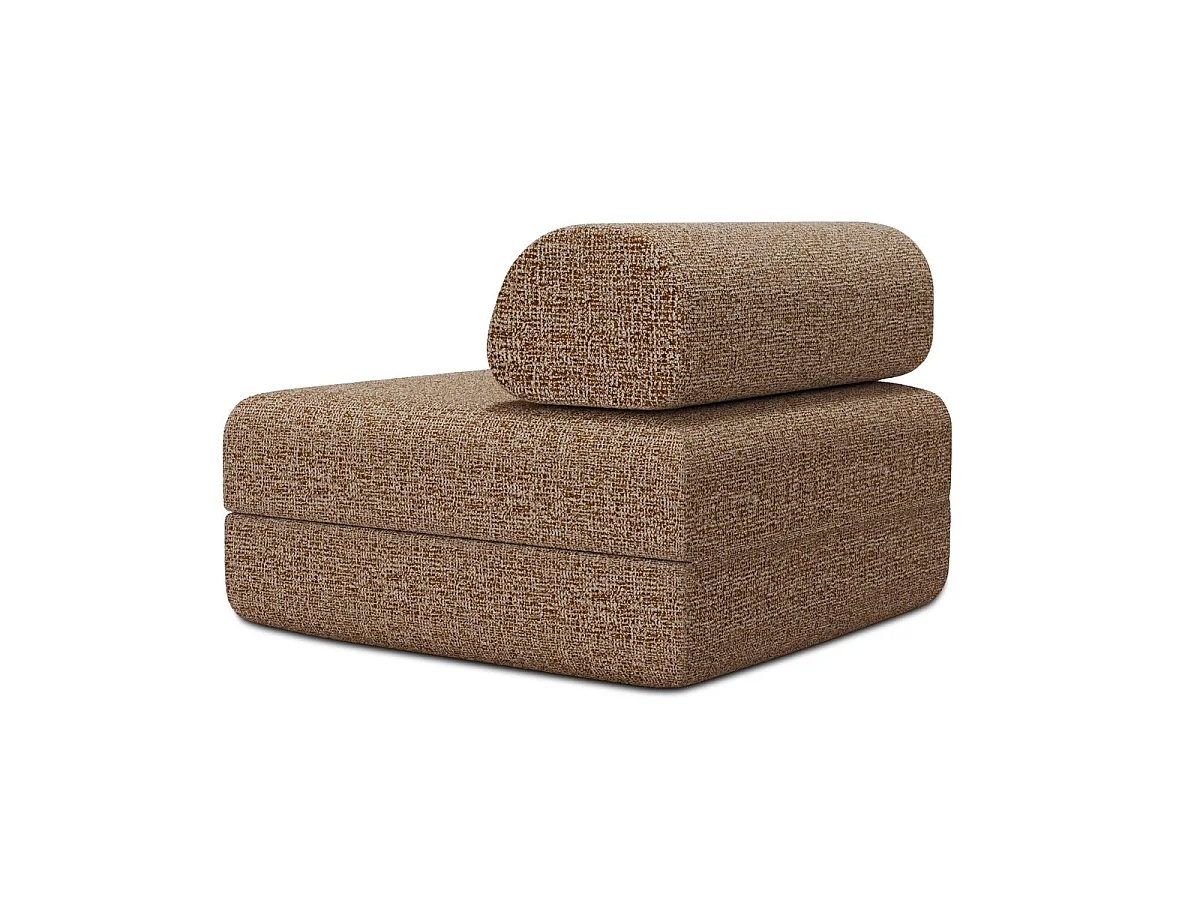 Fauteuil modulable et convertible - Tissu tweed - Marron