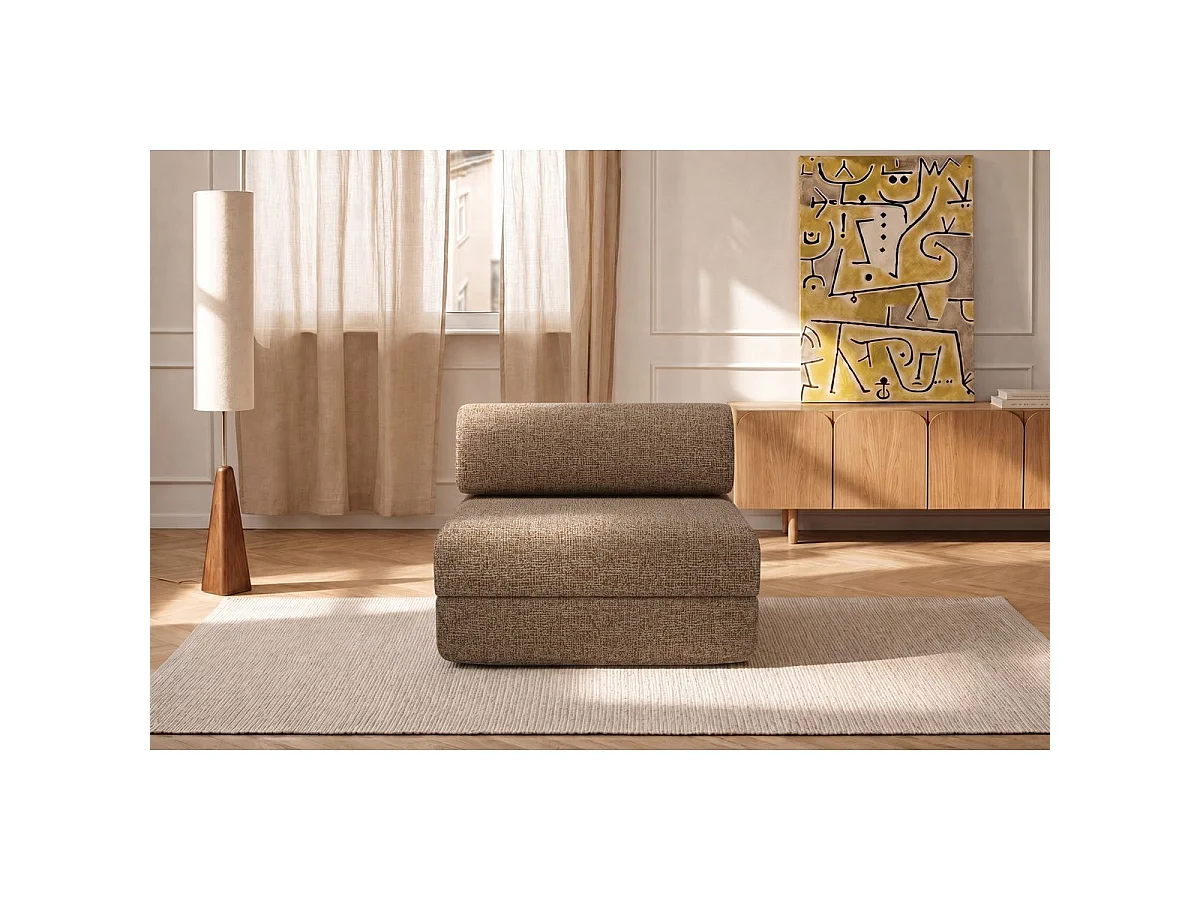 Bruine tweed fauteuil om te bouwen