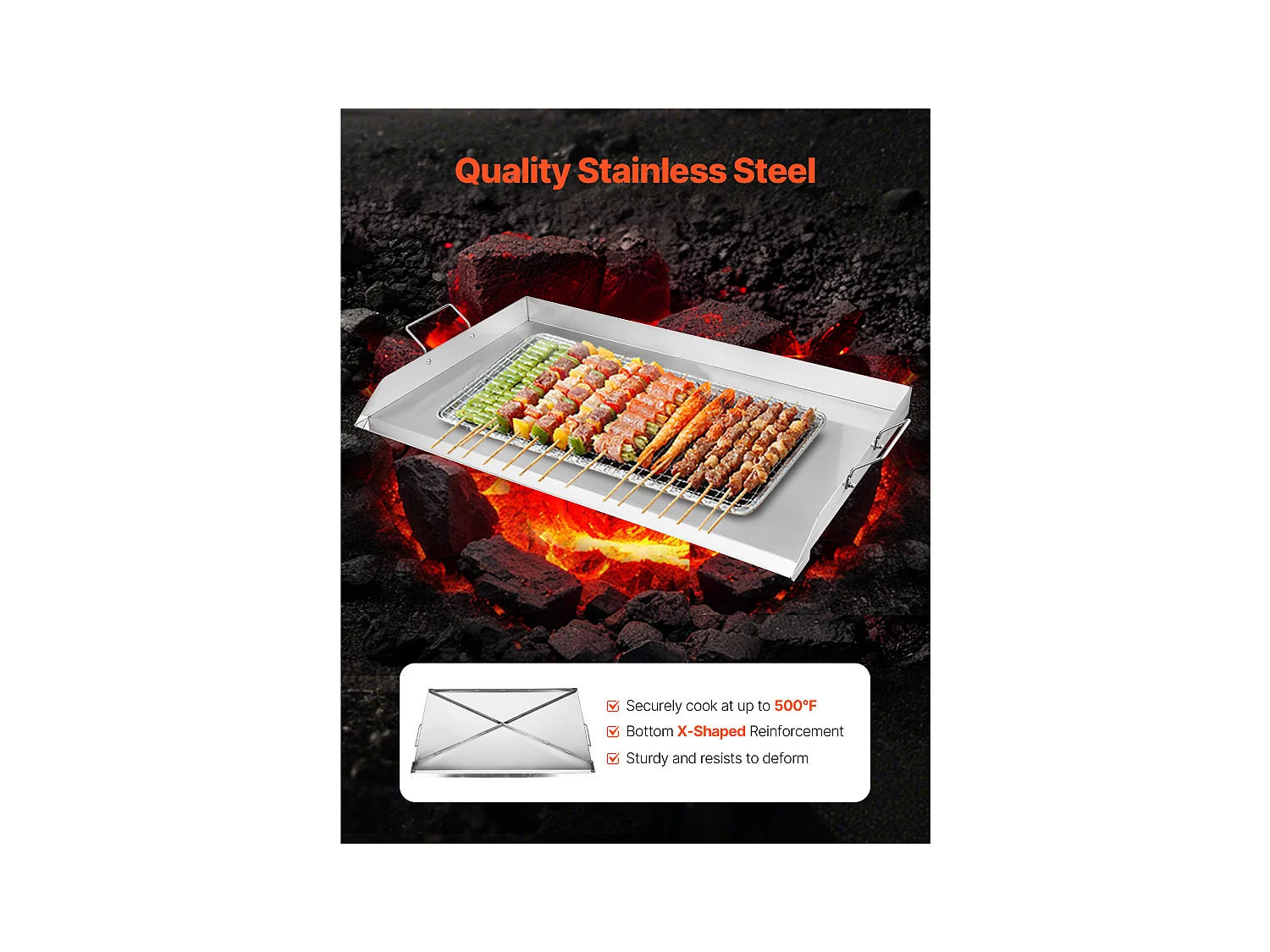 Plaque de Gril, SucceBuy Plaque de Cuisson en Acier Inoxydable pour Barbecue 910 x 525 mm