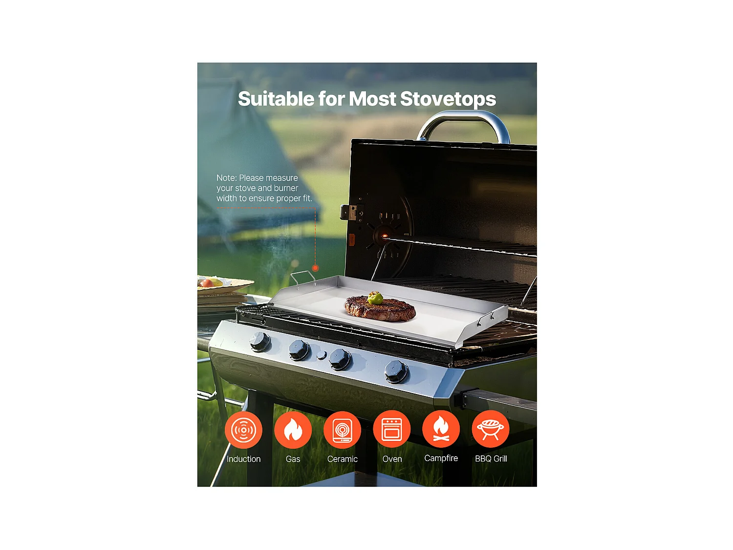 Plaque de Gril, SucceBuy Plaque de Cuisson en Acier Inoxydable pour Barbecue 910 x 525 mm