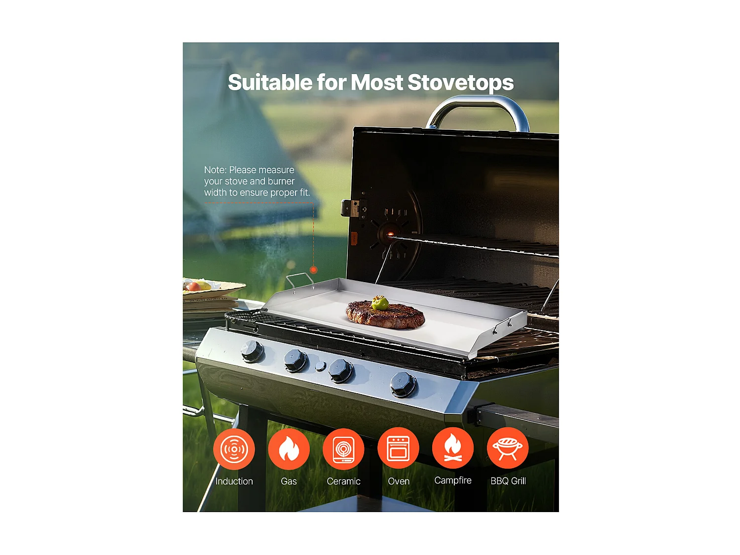 Plaque de Gril, SucceBuy Plaque de Cuisson en Acier Inoxydable pour Barbecue 910 x 525 mm