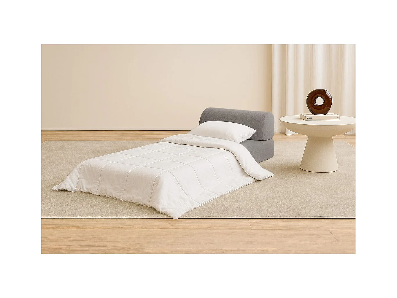 Fauteuil modulable et convertible - Tissu lisse - Gris