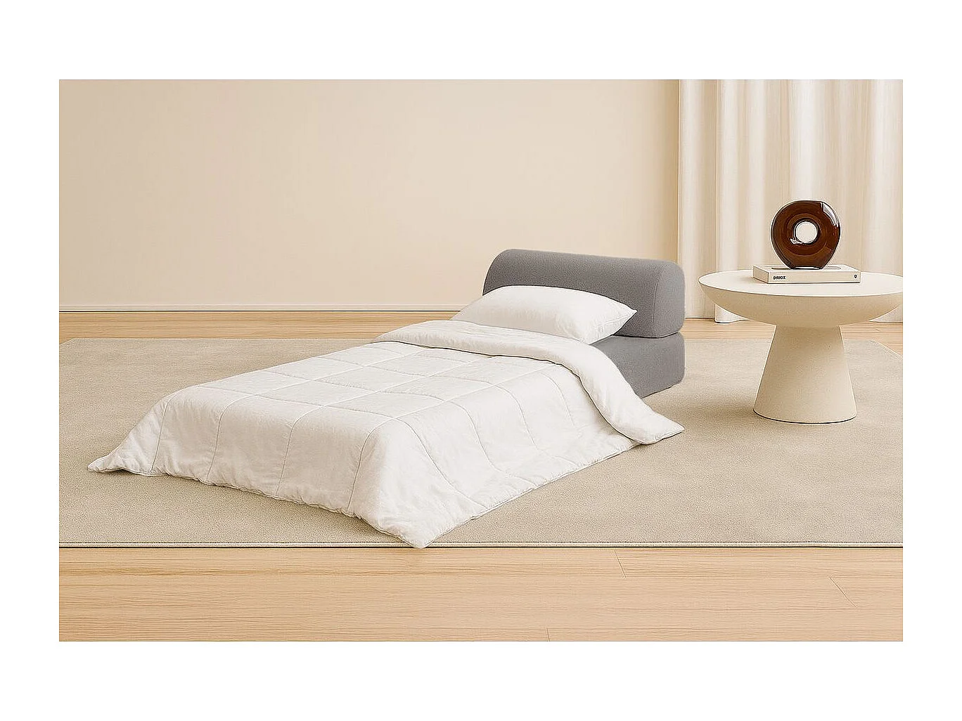 Fauteuil modulable et convertible - Tissu lisse - Gris