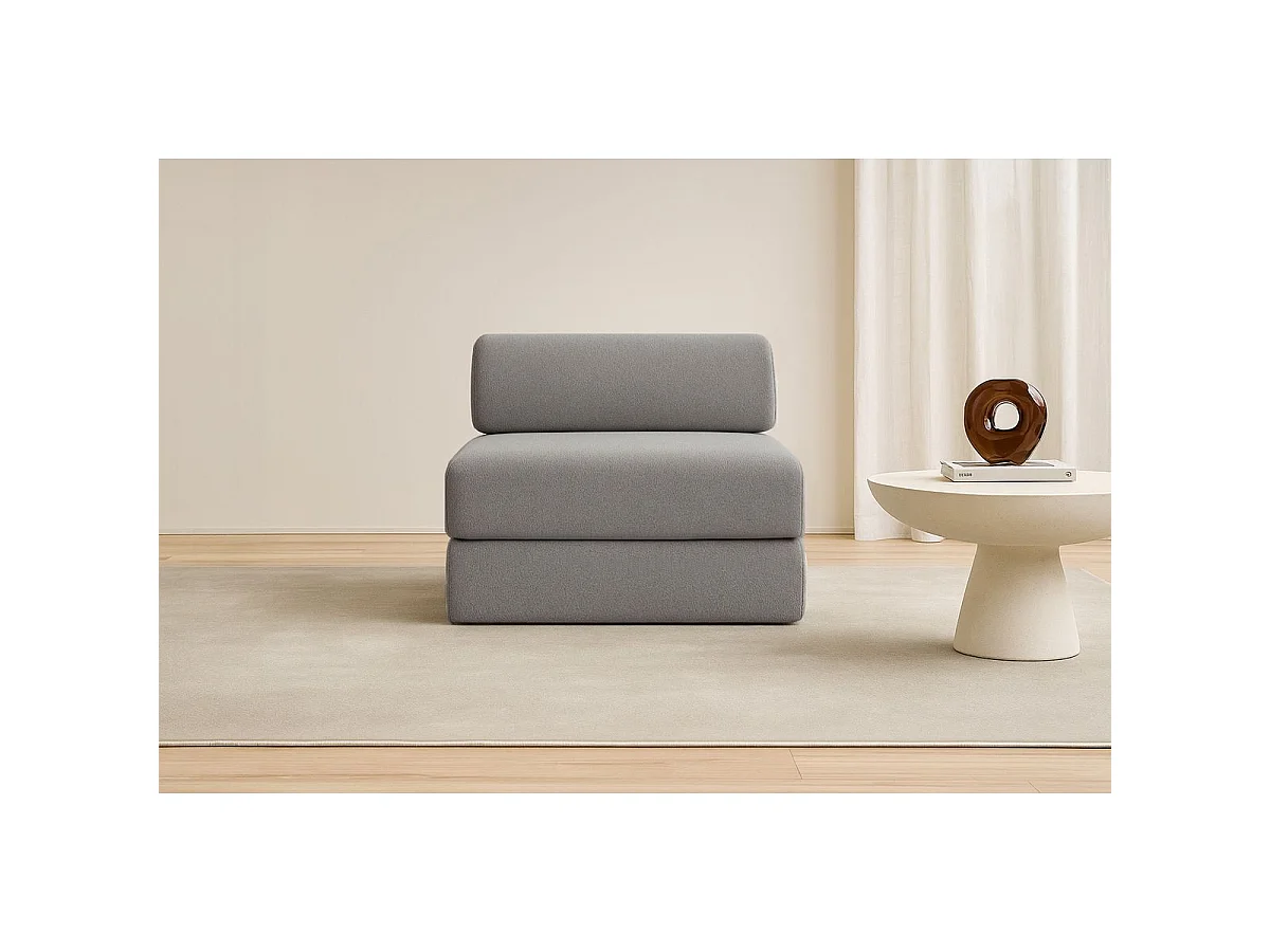 Fauteuil modulable et convertible - Tissu lisse - Gris