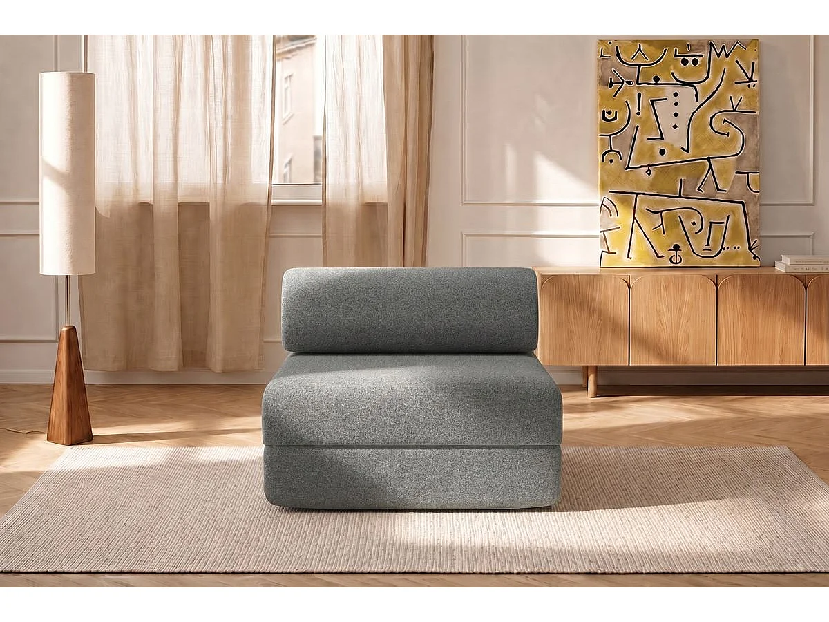 Fauteuil modulable et convertible - Tissu lisse - Gris