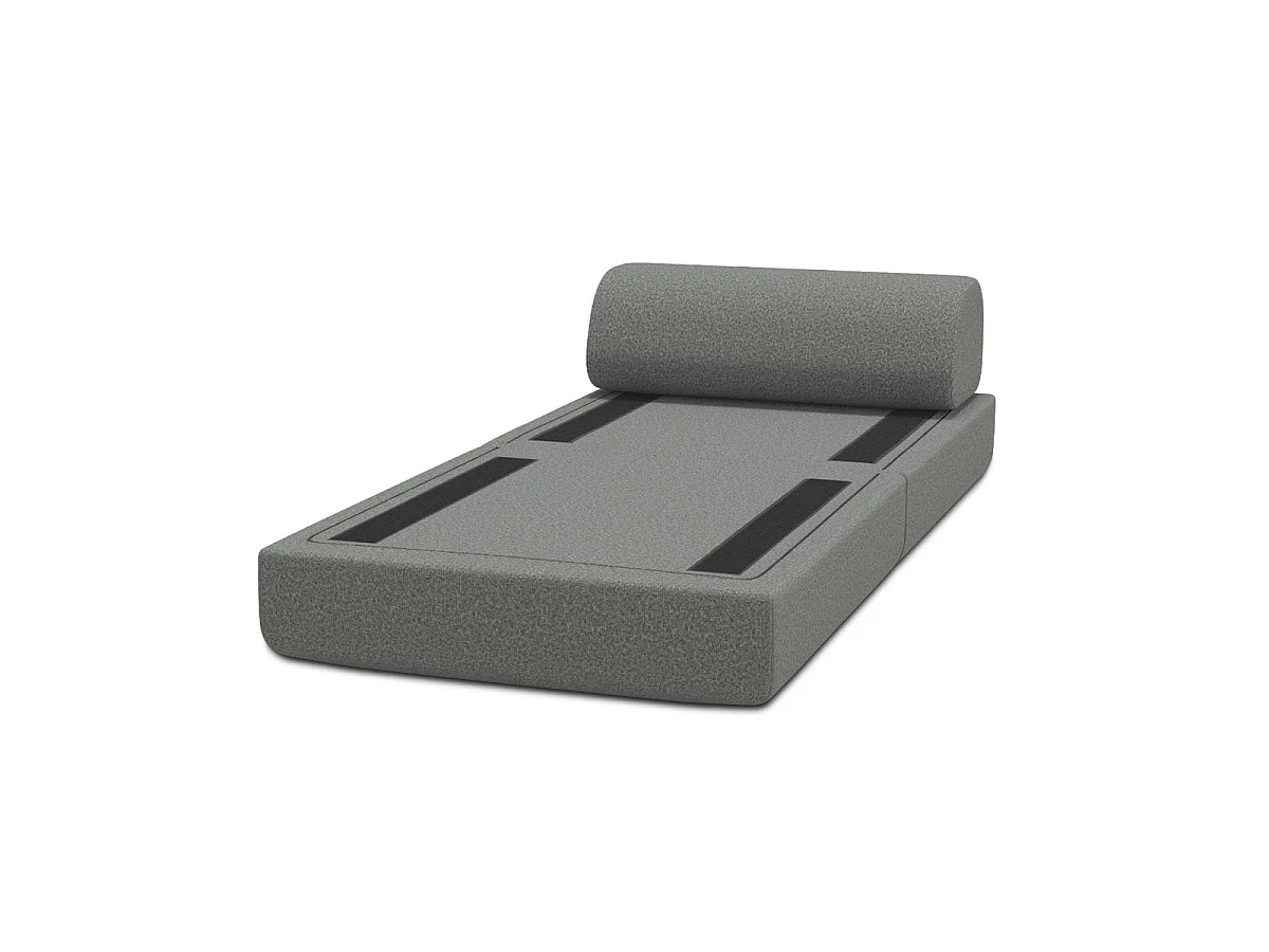 Omvormbare fauteuil in gladde grijze stof