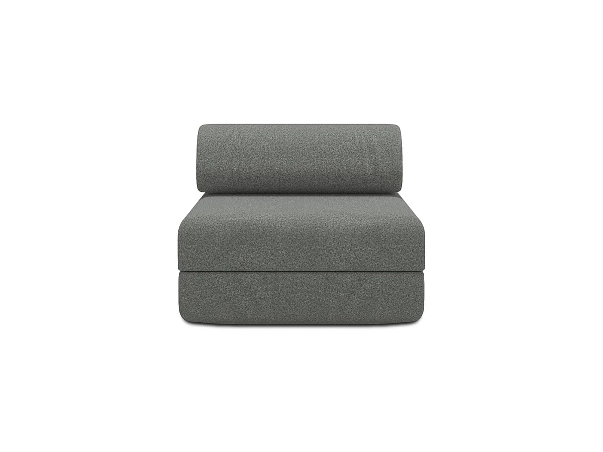 Omvormbare fauteuil in gladde grijze stof
