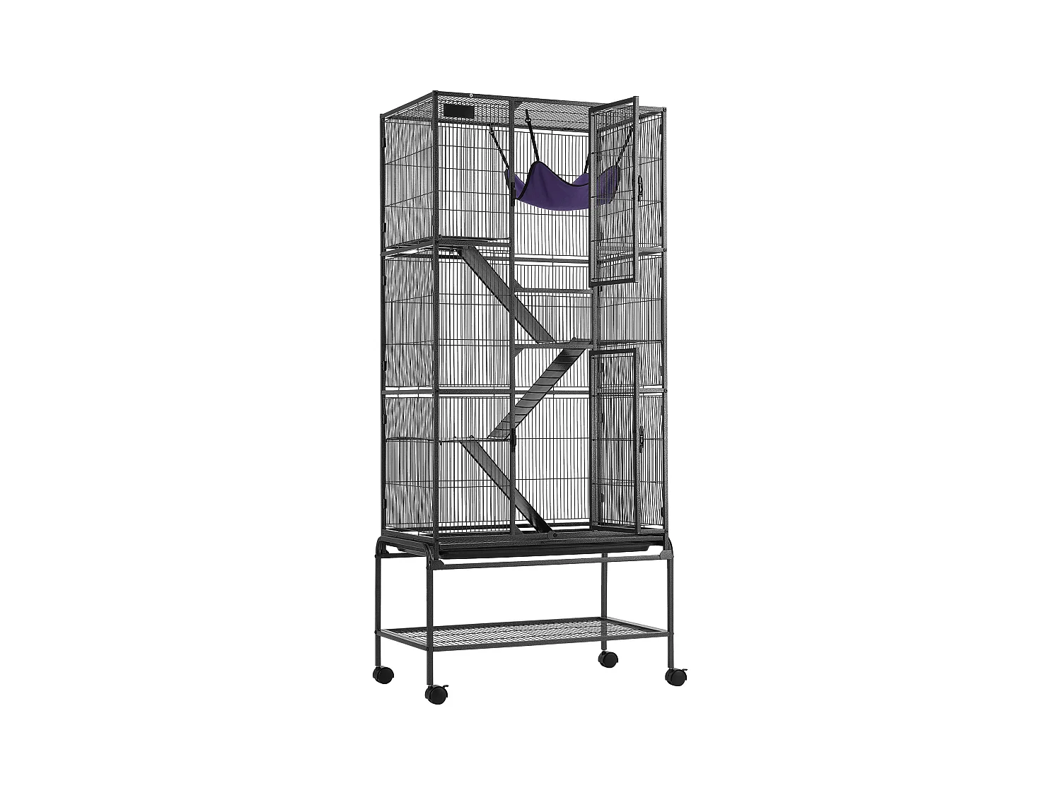 Cage à Furet SucceBuy en Métal, à 4 Niveaux de 175 cm avec Plateau et 3 Rampes pour Petits Animaux