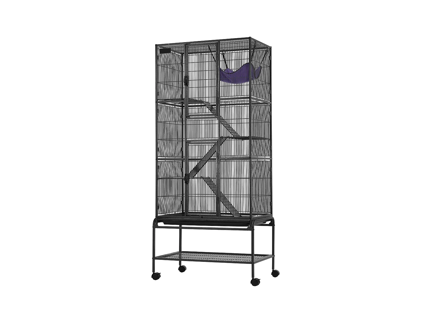 Cage à Furet SucceBuy en Métal, à 4 Niveaux de 175 cm avec Plateau et 3 Rampes pour Petits Animaux