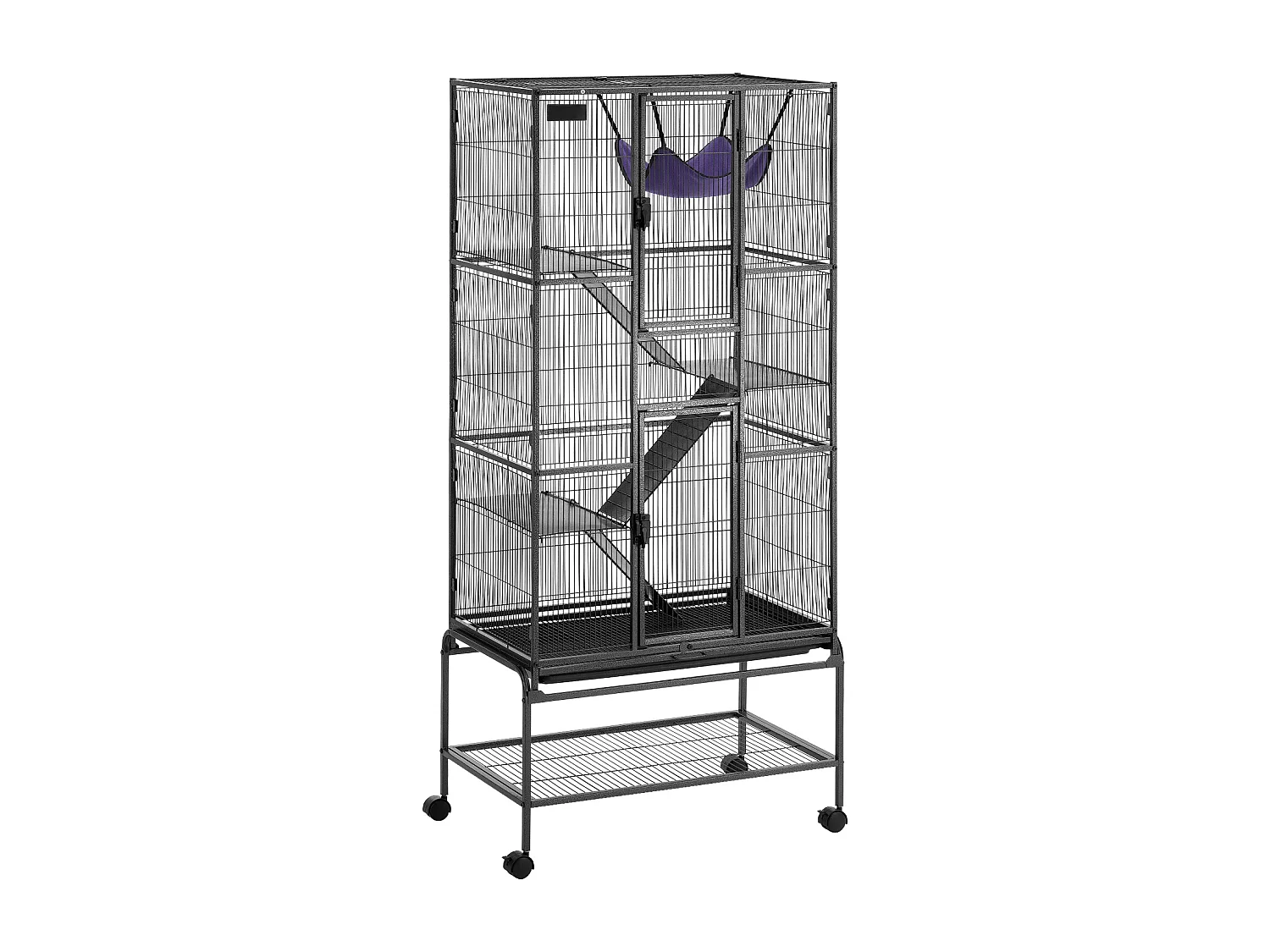 Cage à Furet SucceBuy en Métal, à 4 Niveaux de 175 cm avec Plateau et 3 Rampes pour Petits Animaux