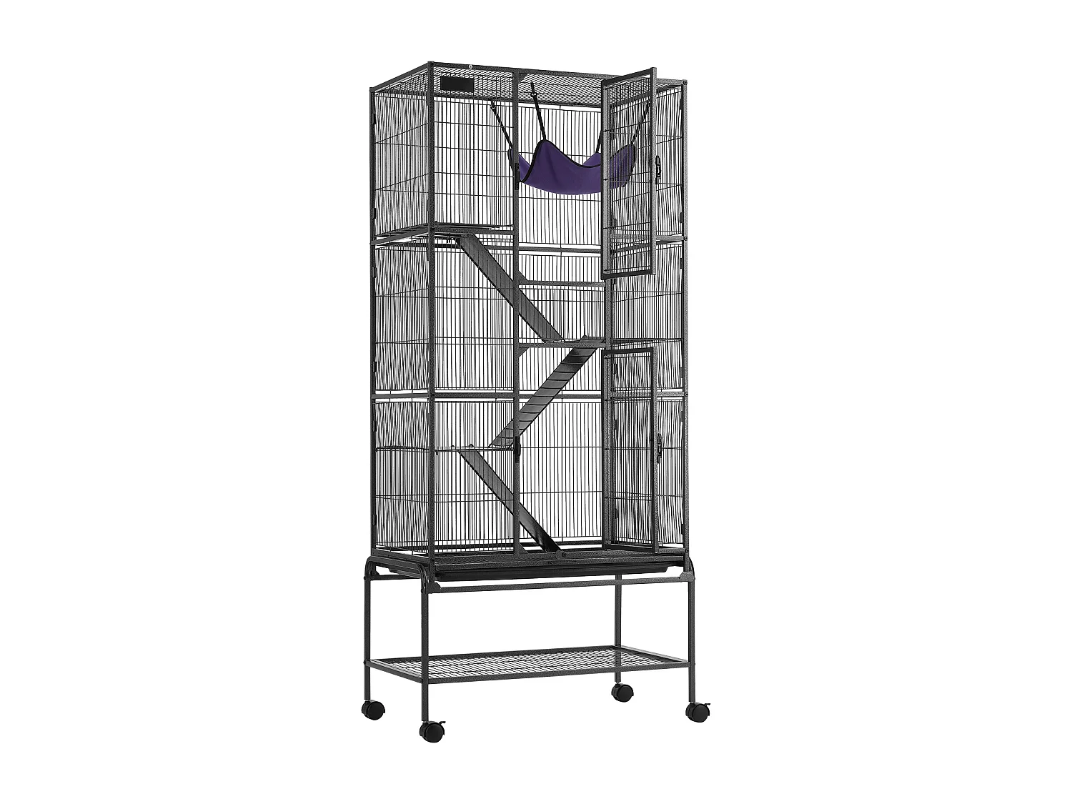 Cage à Furet SucceBuy en Métal, à 4 Niveaux de 175 cm avec Plateau et 3 Rampes pour Petits Animaux